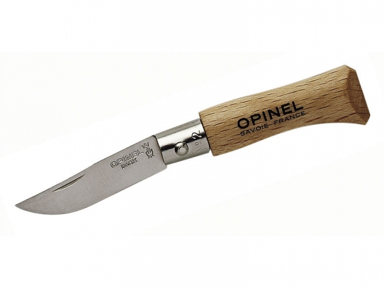 Opinel Messer Größe 2 rostfrei mit Holzgriff Kleines Taschenmesser 254128