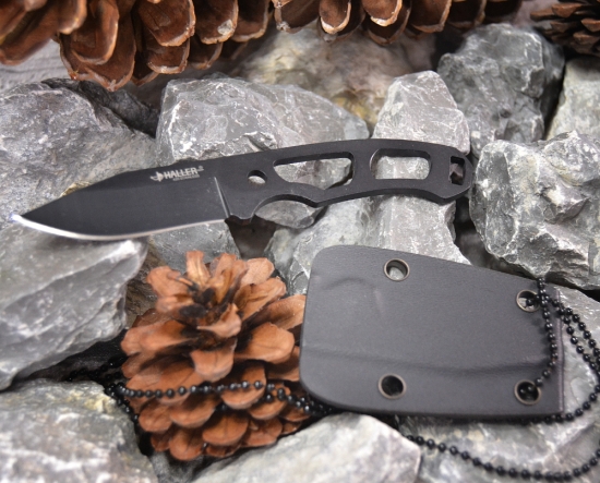 Haller Neck Knife 55mm Klinge Feststehend Messer Outdoormesser schwarz 80444 