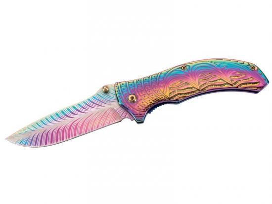 Einhandmesser Herbertz Feder Rainbow Mehrfarbig Buntes Regenbogen Messer